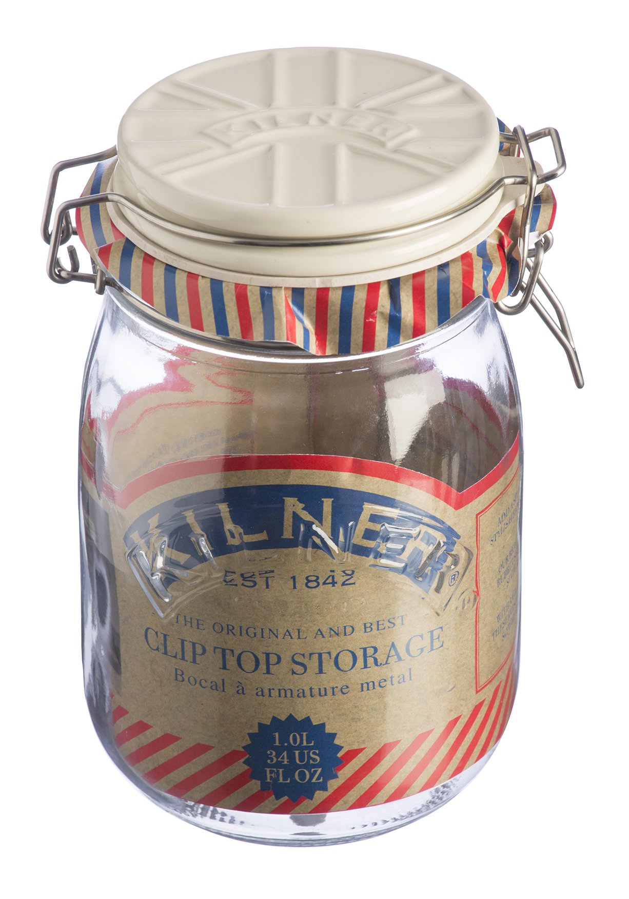 Kilner Clip Top Jar With Ceramic Lid White 1 Litre At Barnitts Online Store Uk Barnitts 6401