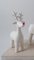 Giftware Trading White Standing Reindeer with Red Nose 11 x 15cm