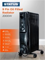 Status 7 Fin 1500w Oil Filled Radiator - Black