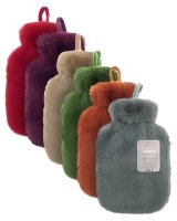 Country Club Hot Water Bottles with Super Luxury Faux Fur Cover - Assorted Colours