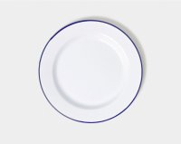 Falcon Enamelware Dinner Plates - White with Blue Rim (Various Sizes)