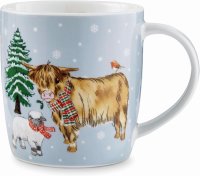 Cooksmart Christmas On The Farm Barrel Mug - Highland Cow