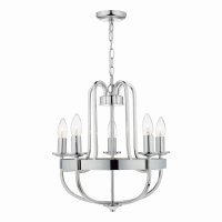 Dar Heythrope 5 Light Pendant Polished Nickel