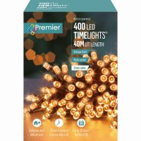 Premier Decorations Timelights Battery Operated Multi-Action 400 LED with Green Cable - Vintage Gold