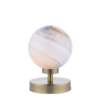 Dar Esben Touch Table Lamp Antique Brass with Planet Glass