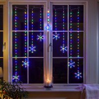 Three Kings Low Voltage Snowflake Curtain Lights - Multicoloured