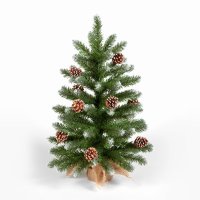 SnowTime Mini Frosted Norway Tree with 72 Tips and Pine Cones 60cm