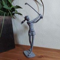 GOLFER LADY Elur Iron Figurine 29cm Grey Shimmer