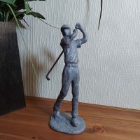 GOLFER MAN Elur Iron Figurine 22cm Grey Shimmer