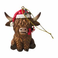 Giftware Trading Sitting Highland Cow Tree Decoration 7.5cm