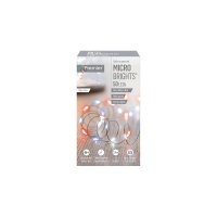 Premier Decorations MicroBrights Battery Operated Multi-Action Lights with Timer 50 LED on Silver Wire - Red/White/Blue