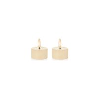 Premier Decorations FlickaBright LED Tealights with Melted Pool 4 x 3cm (Set of 2) - Cream