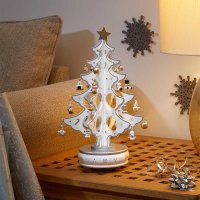 Three Kings Musical Spinning DécoTree - Silver & White