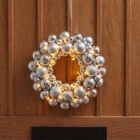 Three Kings InLit Bauble Wreath 36cm - Silver