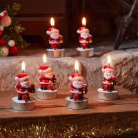 Three Kings Christmas Tealight Candles (Set of 6) - Santa