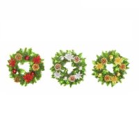 Sincere Floral Glitter Poinsettia/Cone/Bauble Wreath 30cm - Assorted