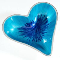 Tilnar Art Brushed Aqua Heart Dish Small - 11 cm