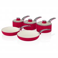 Swan Retro 5 Piece Pan Set - Red