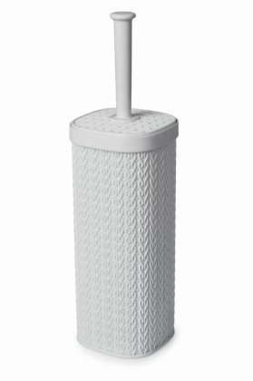 Blue Lace Design Toilet Brush - White