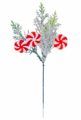 Sincere Floral Frosted Pine Candy Pick 26cm