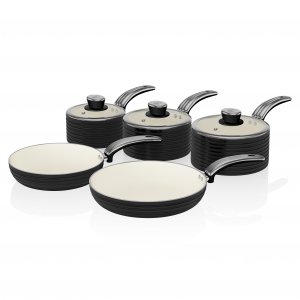 Swan Retro 5 Piece Pan Set - Black