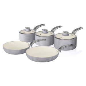 Swan Retro 5 Piece Pan Set - Grey