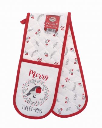 Christmas Corner Double Oven Glove - Robin