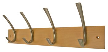 Headbourne 4 Large Satin Nickel Coat Hooks on Beech Board at Barnitts ...