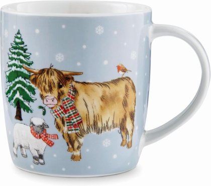 Cooksmart Christmas On The Farm Barrel Mug - Highland Cow