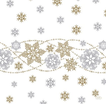 Duni Christmas Napkins 33cm (Pack of 20) - Snow Glitter White