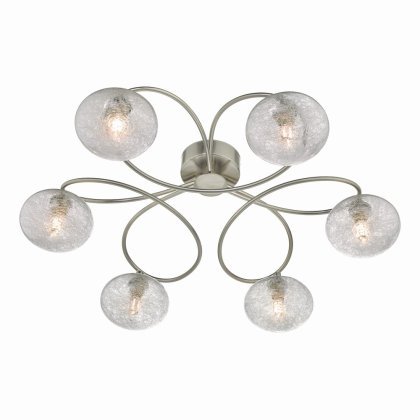 Dar Leysha 6lt Semi Flush Satin Nickel & Glass