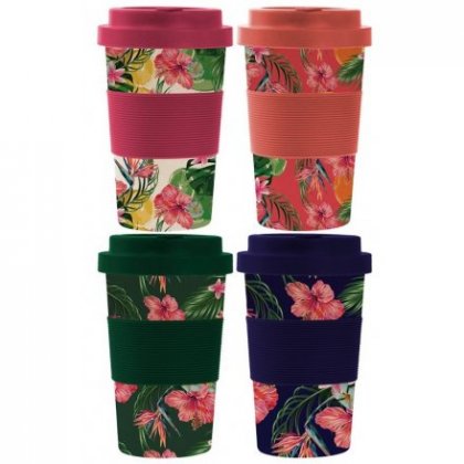 Lesser and Pavey Eco Bamboo Travel Mug 350ml - Tropical Designs