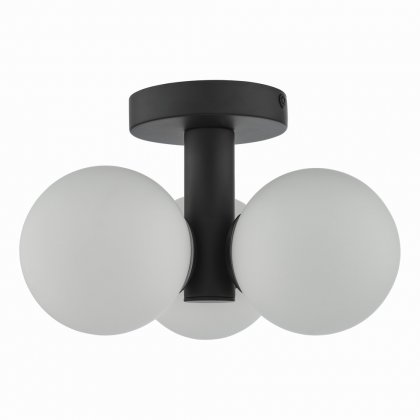 Blake 3 Light Semi Flush Matt Black Opal Glass