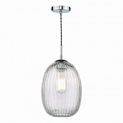 Gerard 1 Light Single Pendant Polished Chrome Ribbed Glass