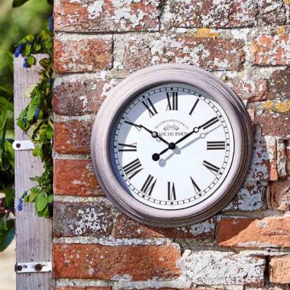 Outside In Biarritz Wall Clock 12in - Grey