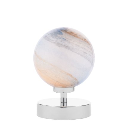 Dar Esben Touch Table Lamp Polished Chrome with Planet Glass