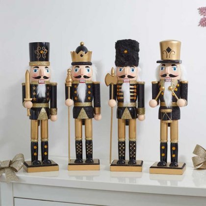 Three Kings Black & Gold Nutcracker Large - Assorted