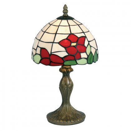 Oaks Lighting Tiffany Style Red Flower Table Lamp