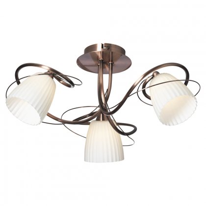 Oaks Lighting Leke 3 Arm Semi-Flush Ceiling Light Copper