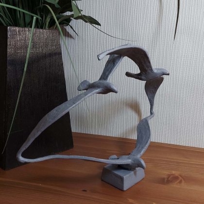 SEAGULLS Elur Iron Ornament 20cm Grey Shimmer