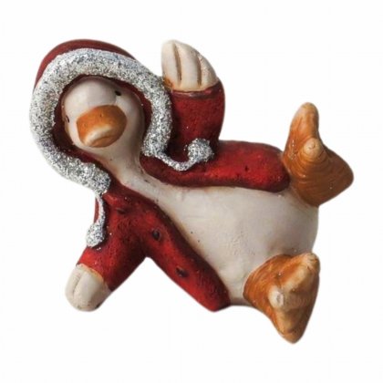 Giftware Trading Laying Christmas Duck with Winter Coat 11 x 8cm