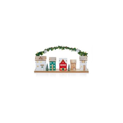 Premier Decorations Lit Christmas House Scene with Garland 40cm