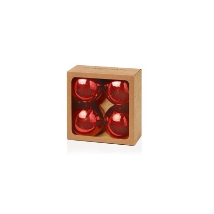 Premier Decorations Shatterproof Shiny Baubles 100mm (Pack of 4) - Red