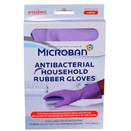 Mircoban Anti-Bacterial Rubber Gloves - Large