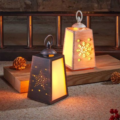 Three Kings Flickering Festive Lantern - Assorted