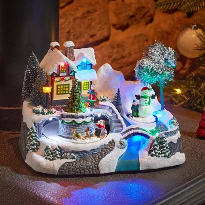 Three Kings Animated Villages Santa's Village SnowScene