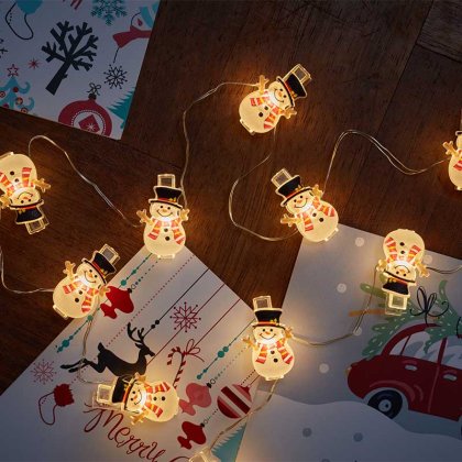 Three Kings Festive Decor String Lights Set of 20 - ClipCard Snowman