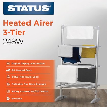 Status Aluminium 248W 3 Tier Heated Airer