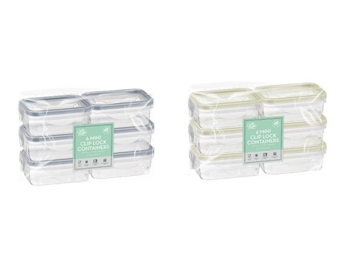 Cooke & Miller Rectangle Mini Clip Lock Containers 200ml 6pk - Assorted