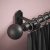 Rothley 25mm x 1829mm Curtain Pole with Solid Orb Finials, Brackets & Curtain Rings - Matt Black